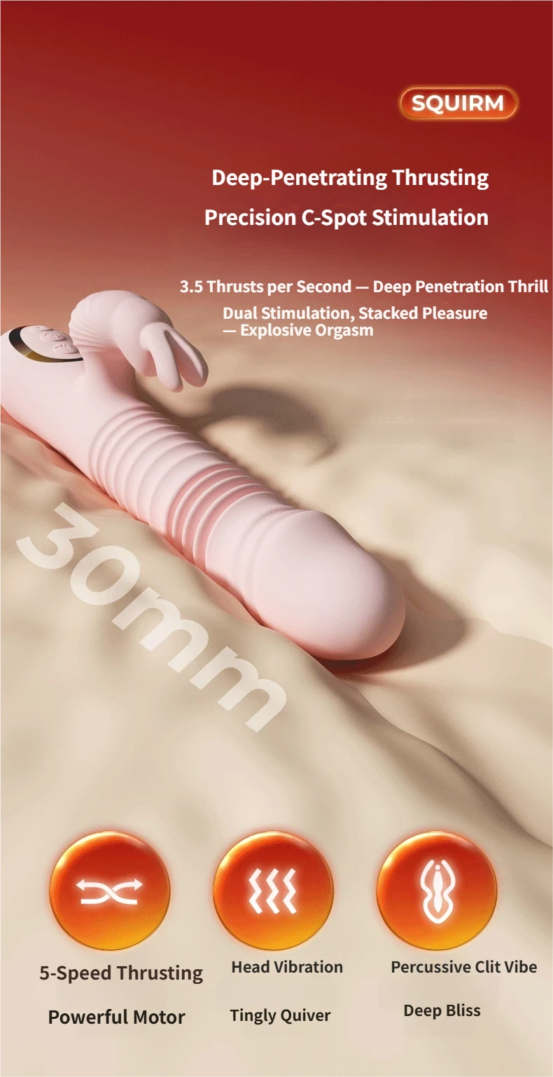 Extendable Warm G-spot Rabbit Vibrator- Dual Motors