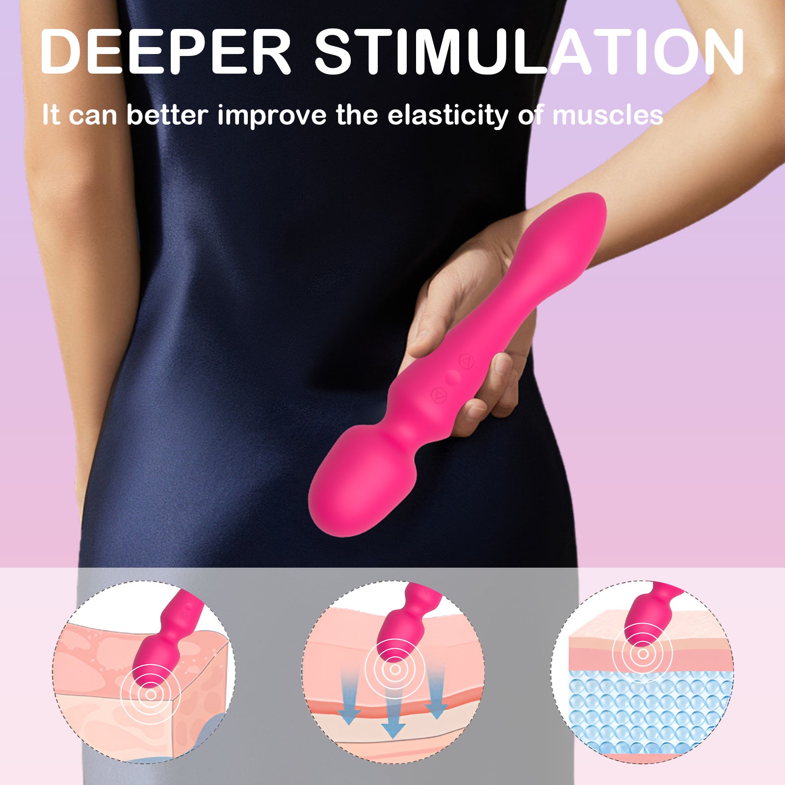 The head can be used for massage and relaxation-Insertable Wand Vibrator with Dual Motors