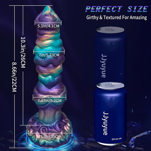 Realistic Big Dragon Monster with Iridescent  Teal Dildo