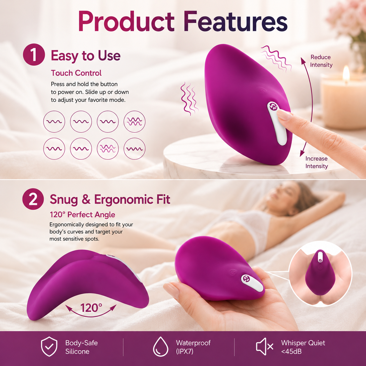 Wearable Clitoral Vibrator, 8 Modes, Waterproof – Better Than Chocolate 2