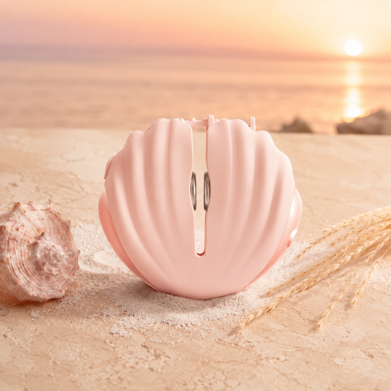 Pink Shell Nipple Clamps with Vibration & Electric Shock