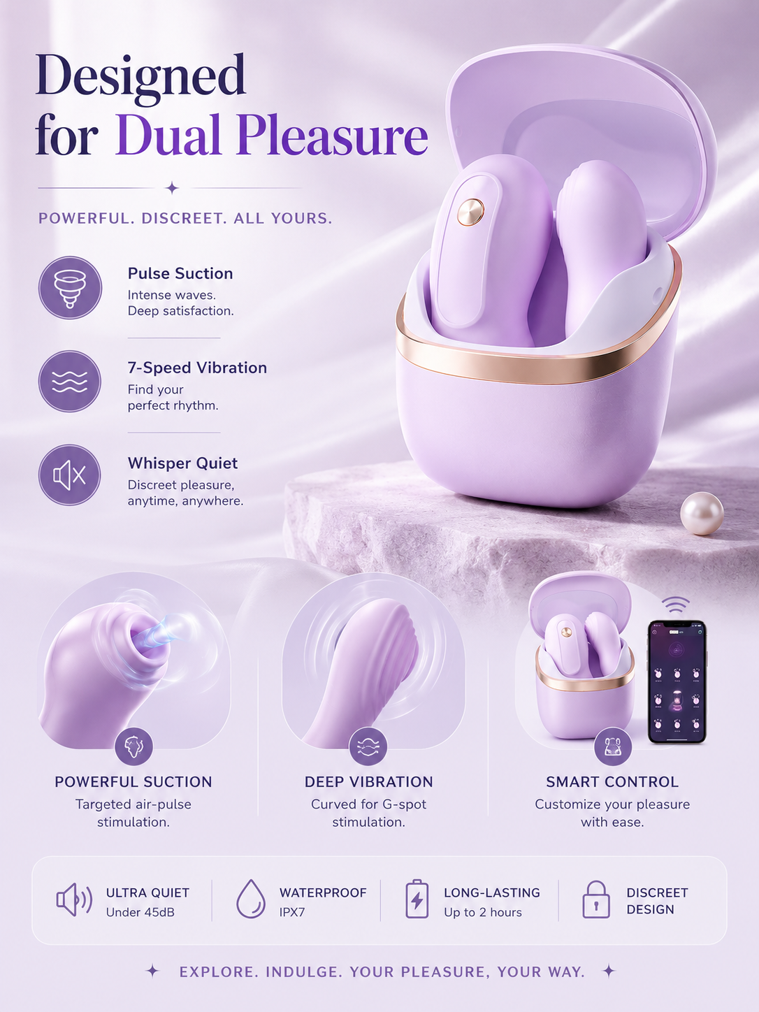 Detachable Suction app Vibrator with Portable Charging Case