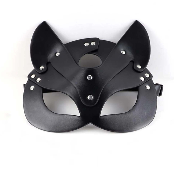 Seductive Leather Fox Mask in Black