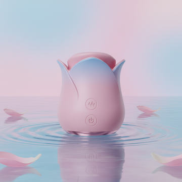 Pink Blue Rose Heated Tongue Clit Vibrator - sleek design and controls.