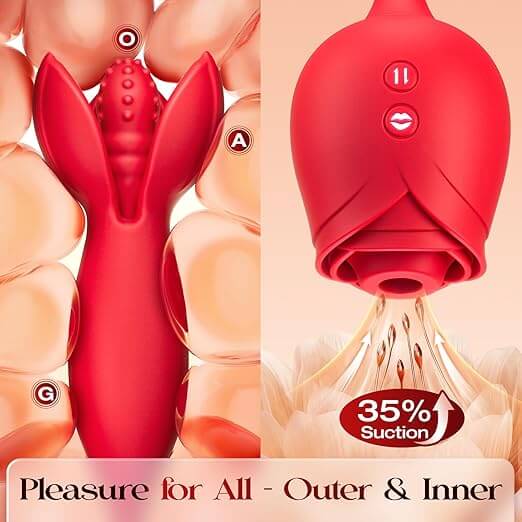 Rose Toy App Couple Vibrator with Sucking & Thrusting - 10 Modes