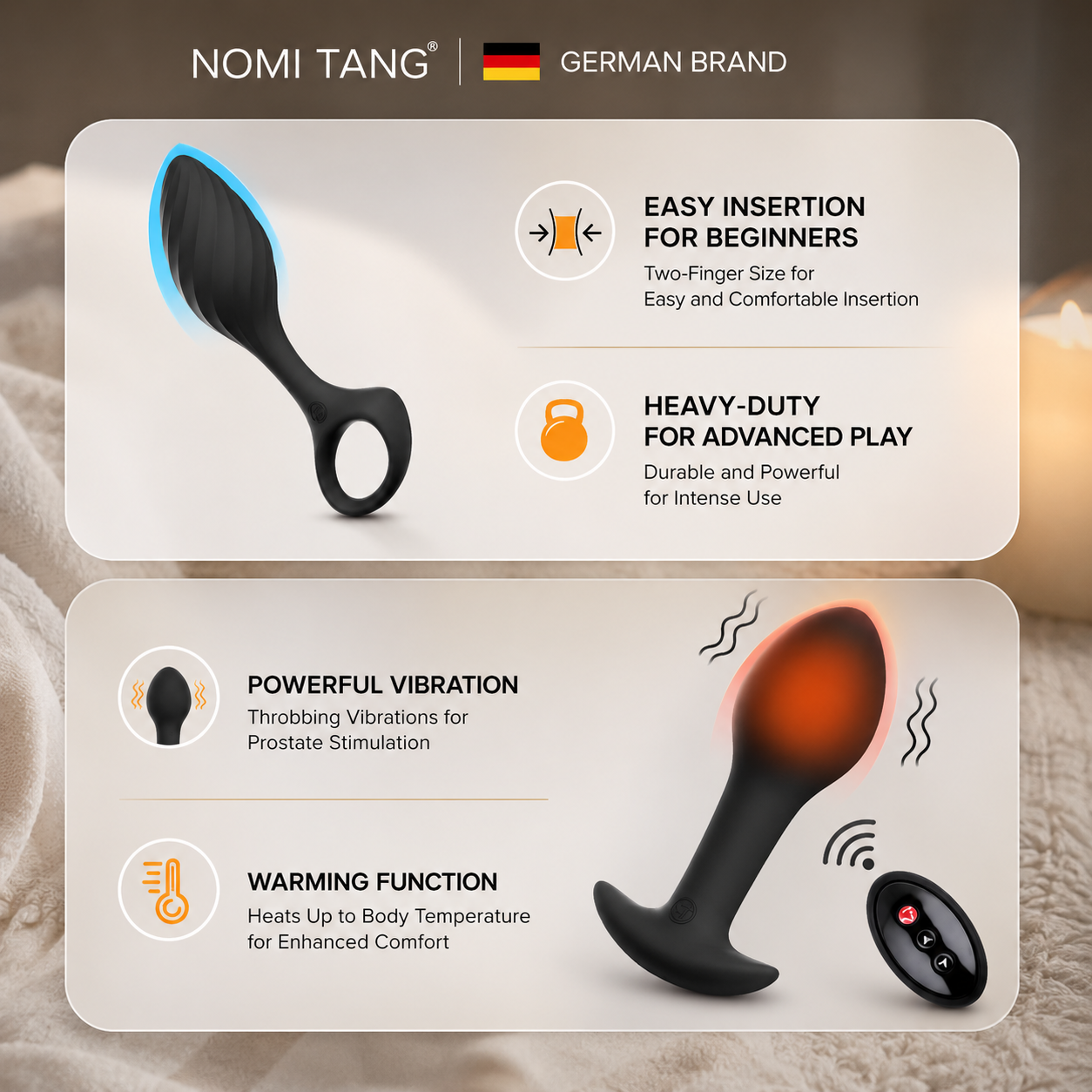 Remote Control Vibrating Anal Plug Set with Heating & Prostate Stimulation