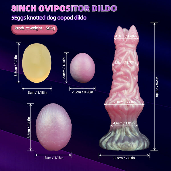 8 Inch 5 Eggs Ovipositor Knotted Dildo - Alien Fantasy