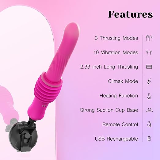 2.36" Deep Throat Sex Machine 3speeds,10modes,remote,dualsilicone,heat