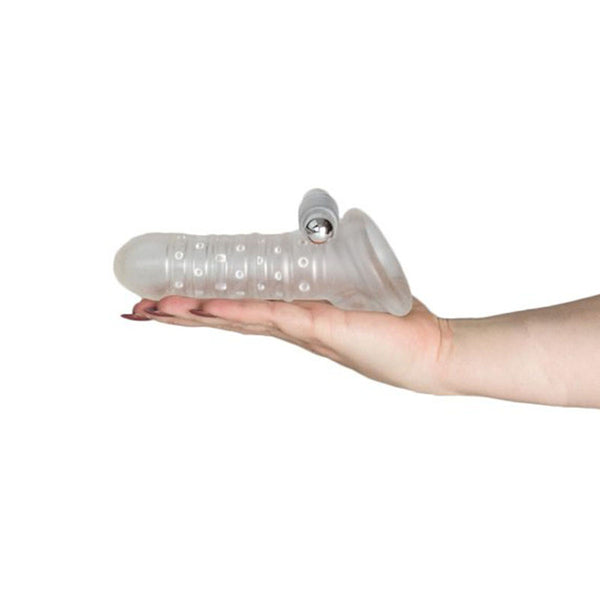 Transparent Elastic Penis Sleeve Extender with Vibrator