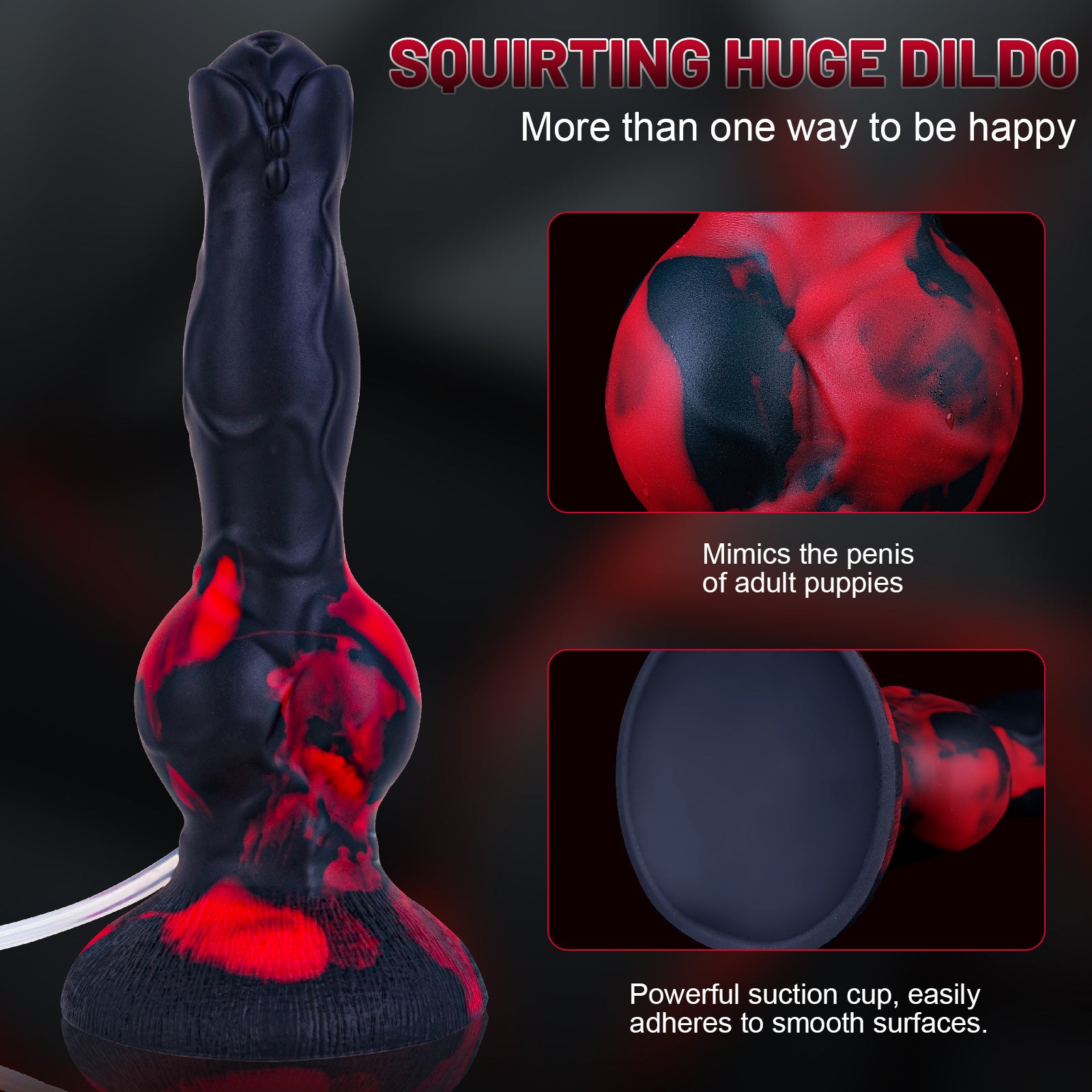 Silicone Ejaculating Fantasy Dildo with 2 Knots for  Anal Use