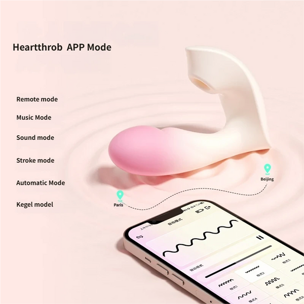 App Controlled Thrusting Wearable Vibrator-  Pink-White Ombre