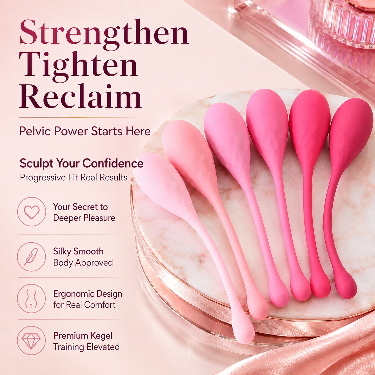 Progressive Kegel Training Ball — 6-Stage Pelvic Floor Strengthening Exerciser
