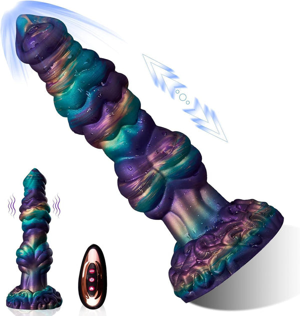 Realistic Big Dragon Monster with Iridescent  Teal Dildo