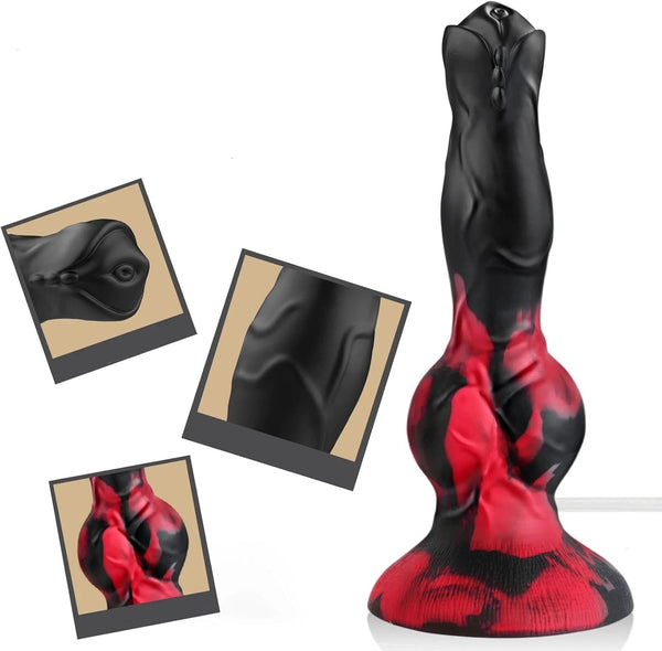 8.3'' Silicone Ejaculating Dildo with Suction Cup, Soft Dual Knot Design for G-Spot & Anal Use  AM-002