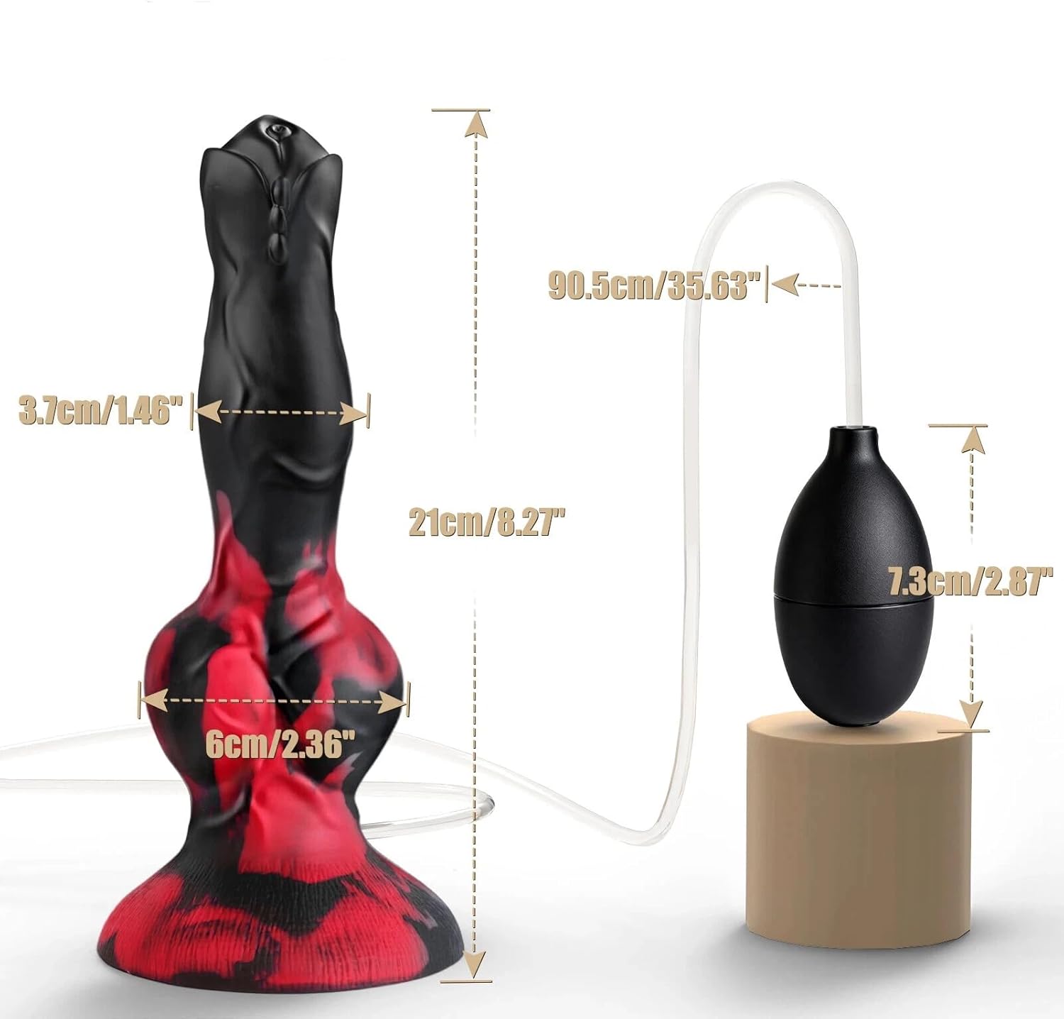 8.3" Silicone Ejaculating Dildo, Dual Knot Suction Cup