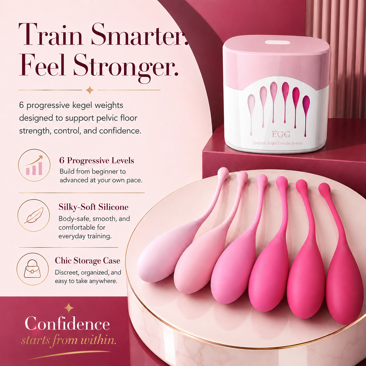 Progressive Kegel Training Ball — 6-Stage Pelvic Floor Strengthening Exerciser