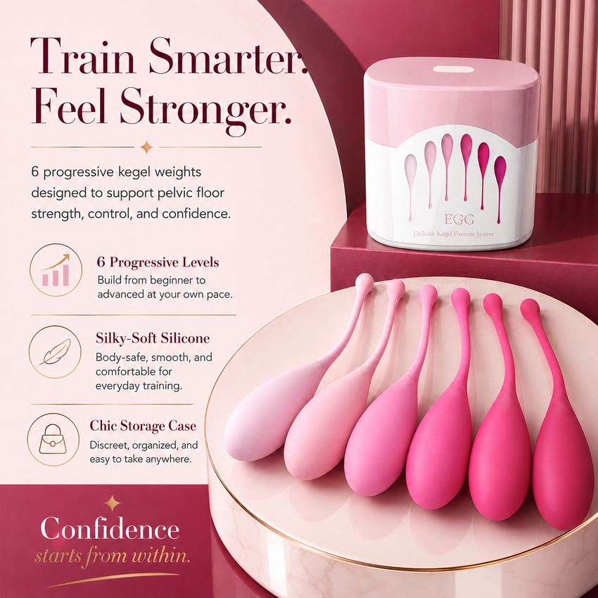 Six-stage pink Kegel training ball set with storage case