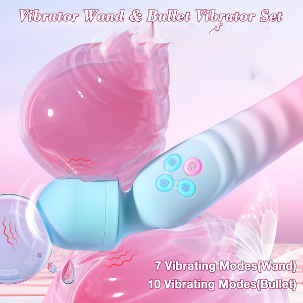 Blue Pink Gradient Heating Dildo Wand – 7 Vibration Modes