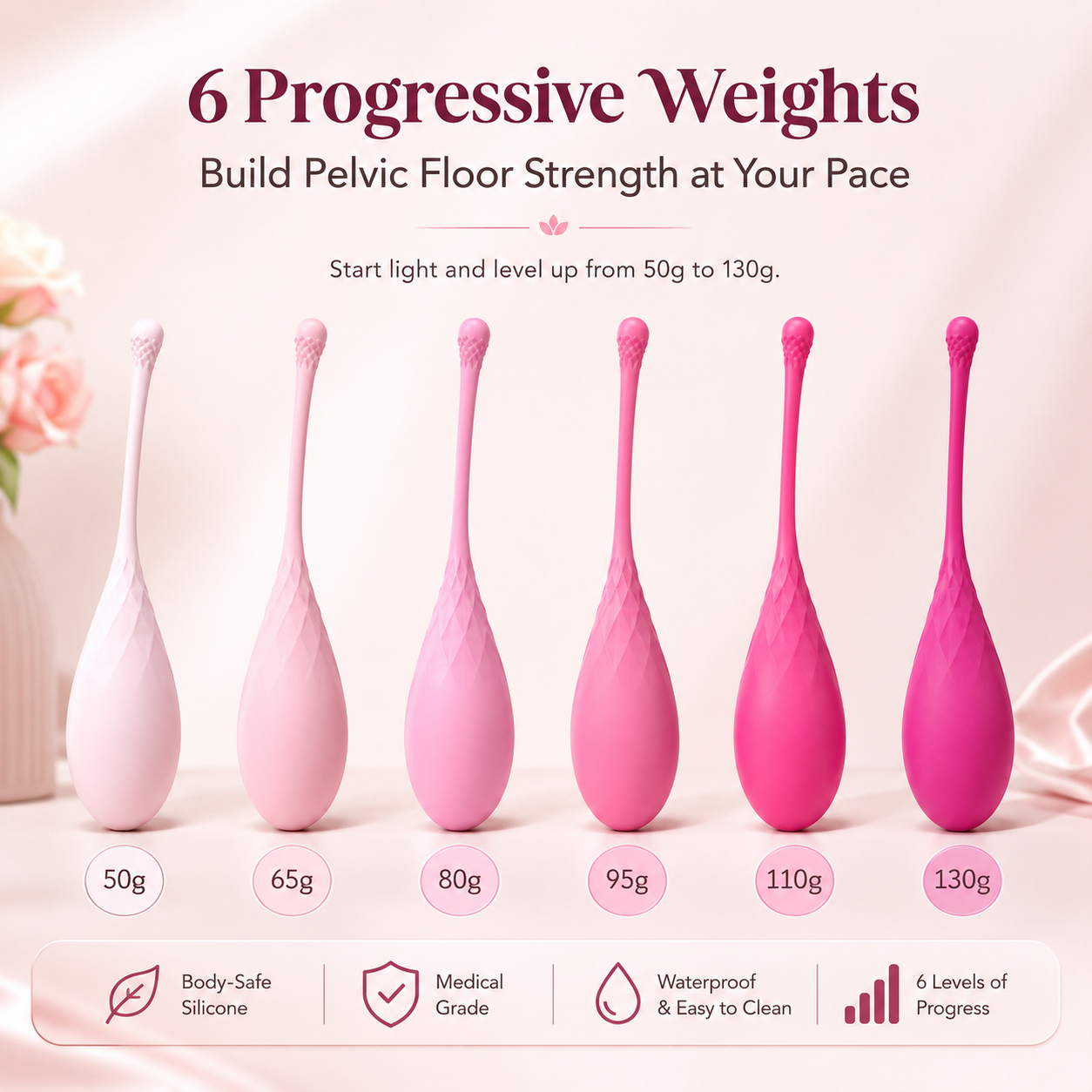 Progressive Kegel Training Ball — 6-Stage Pelvic Floor Strengthening Exerciser
