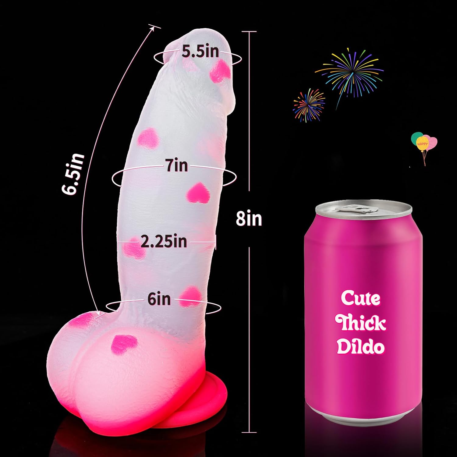 8" Thick Girthy Fantasy Dildo with Strong Suction Cup for Anal Use