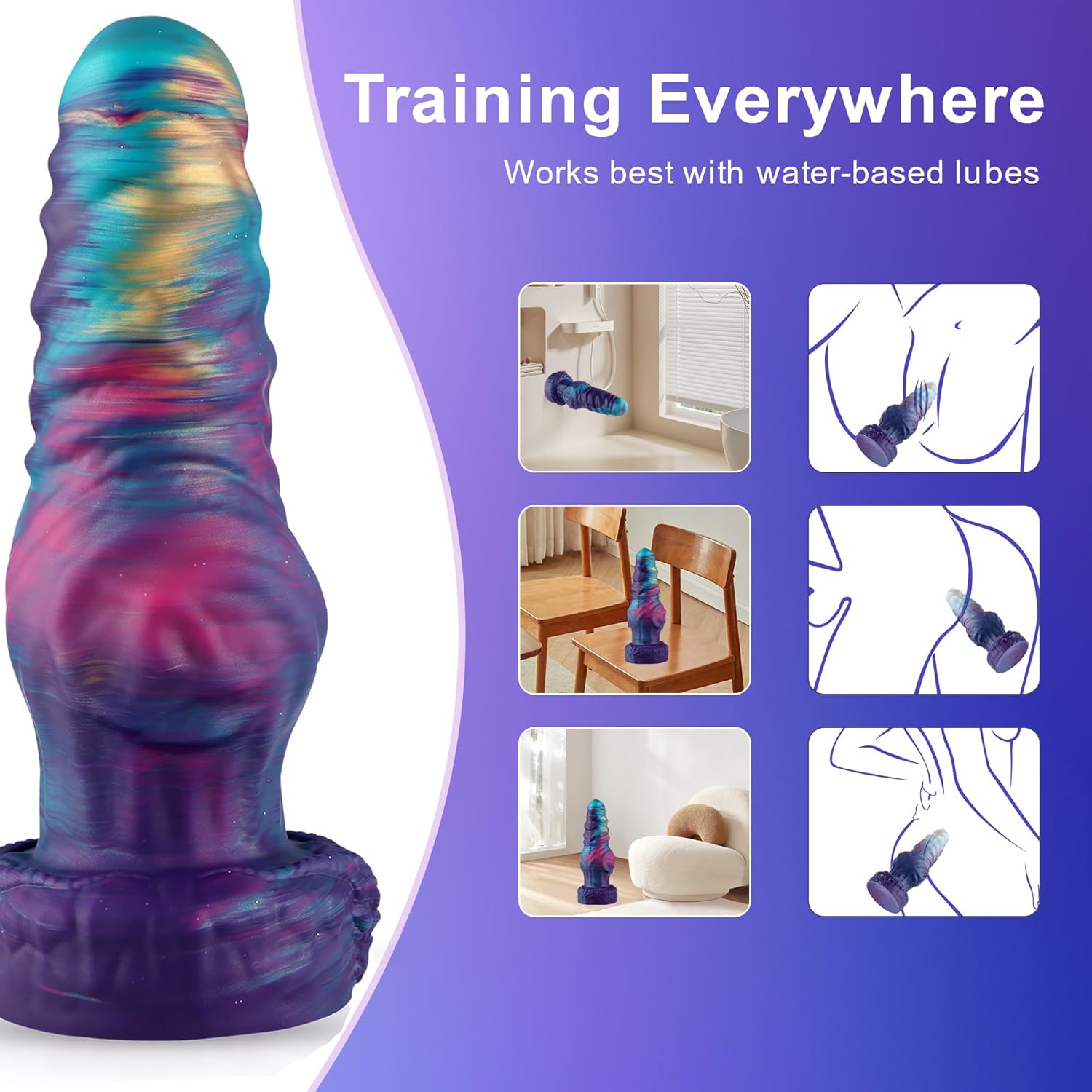 13 Large Silicone Fantasy Dildo, 4.3 Thick with Suction Cup Base, ideal for versatile use.