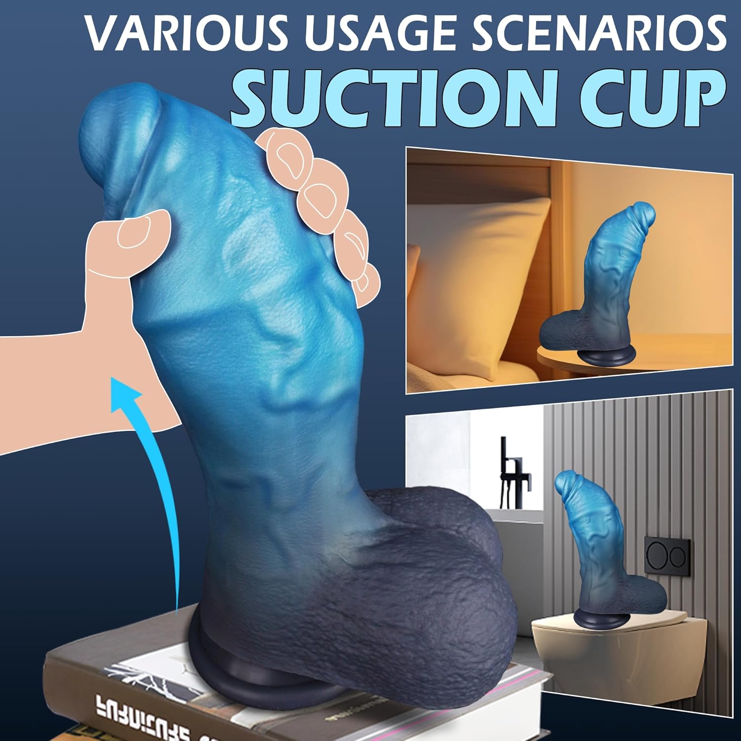 2.8" Silicone Suction Cup Dildo 8.2" Girthy Fantasy G-Spot Anal