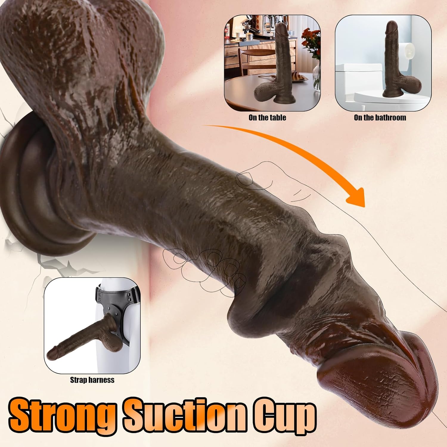 9.05" Realistic Silicone Dildo with Suction Cup, Soft Girthy Design for G-Spot & Anal Use AM-007