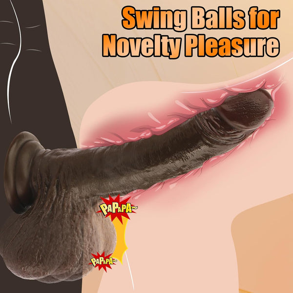 9.05" Realistic Silicone Dildo with Suction Cup, Soft Girthy Design for G-Spot & Anal Use AM-007