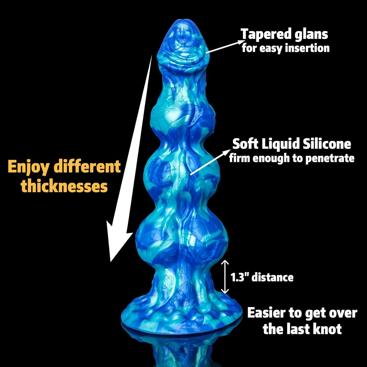 12" XL Silicone Fantasy Knot Dildo with 3 Knots, Thick Design & Strong Suction Cup for Multi-Use AM-003