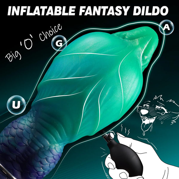 Inflatable Silicone Fantasy Dildo with Adjustable Thickness, Strong Suction Cup for Multi-Use AM-004
