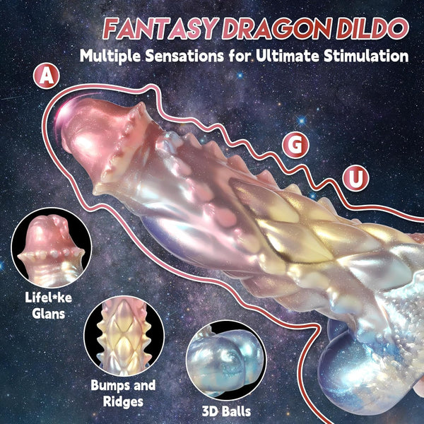 11.6'' Silicone Fantasy Dragon Dildo, Thick Design with Strong Suction Cup for G-Spot & Anal Use AM-009