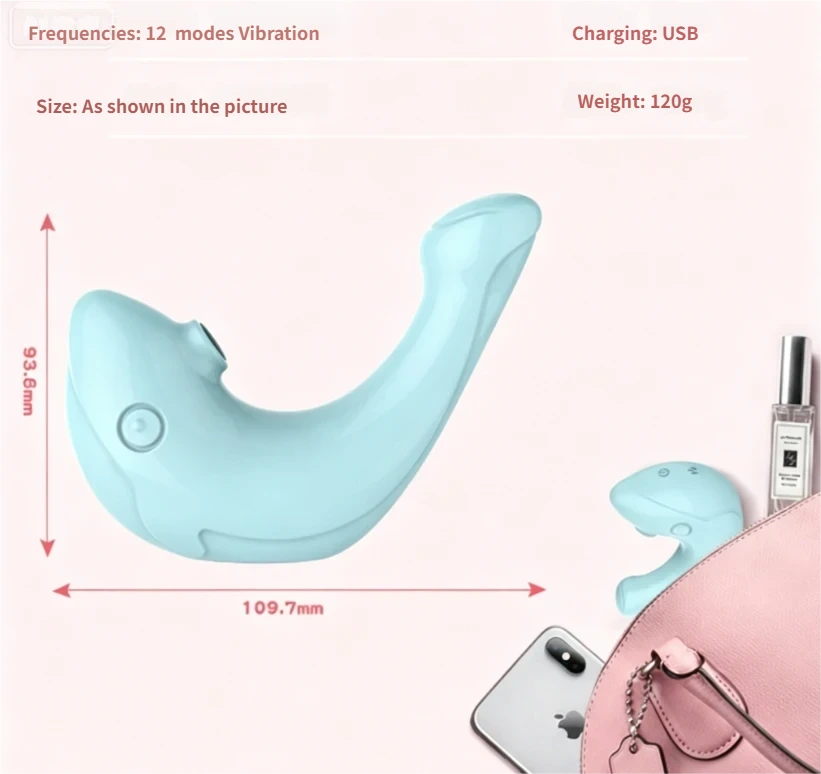 Whale-shaped suction vibrator: G-spot 12 vibration