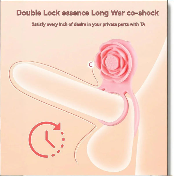 Rose Vibrating Couple’s Cock Ring with Dual Clit Flicker