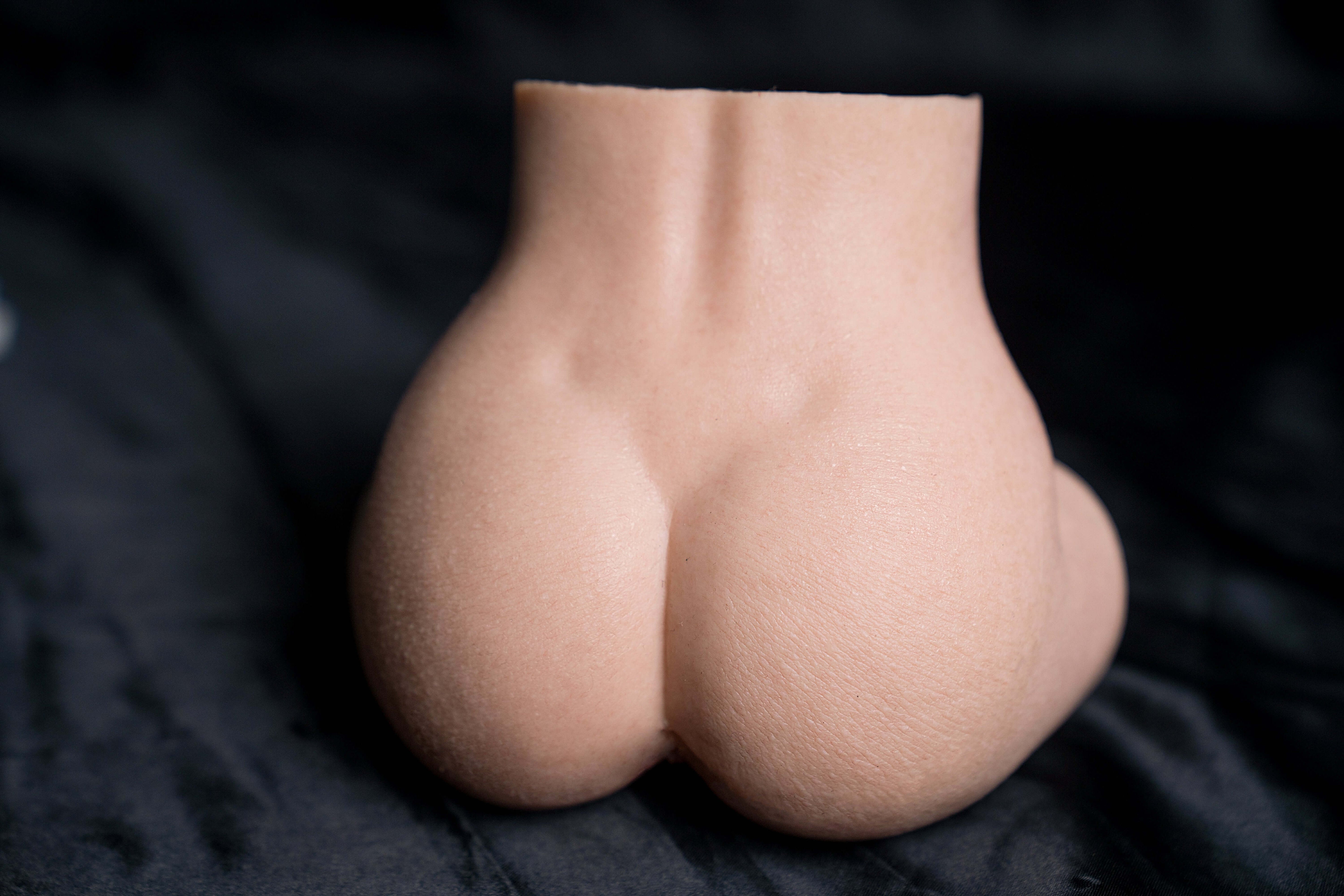 Inflatable silicone full-body male airplane cup-back view