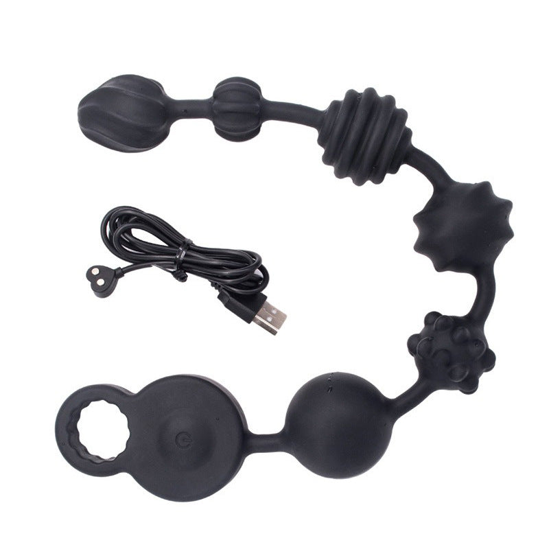 10-Mode Vibrating Anal Beads, Extra Long Silicone Pleasure Plug