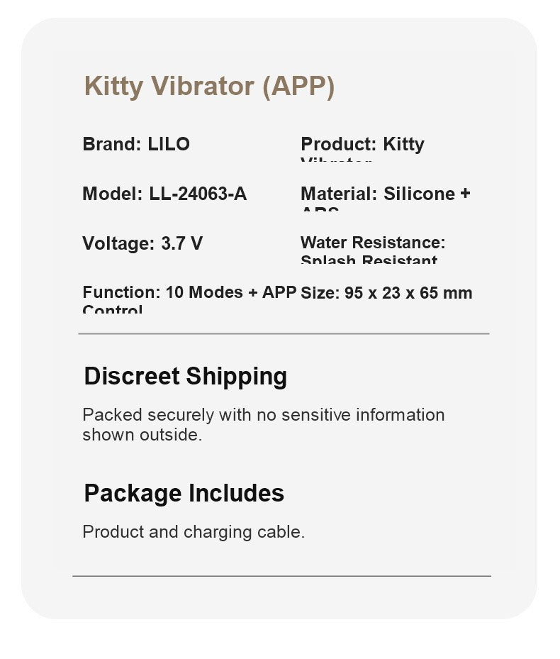App Control Kitty Rabbit Vibrator Product Specifications
