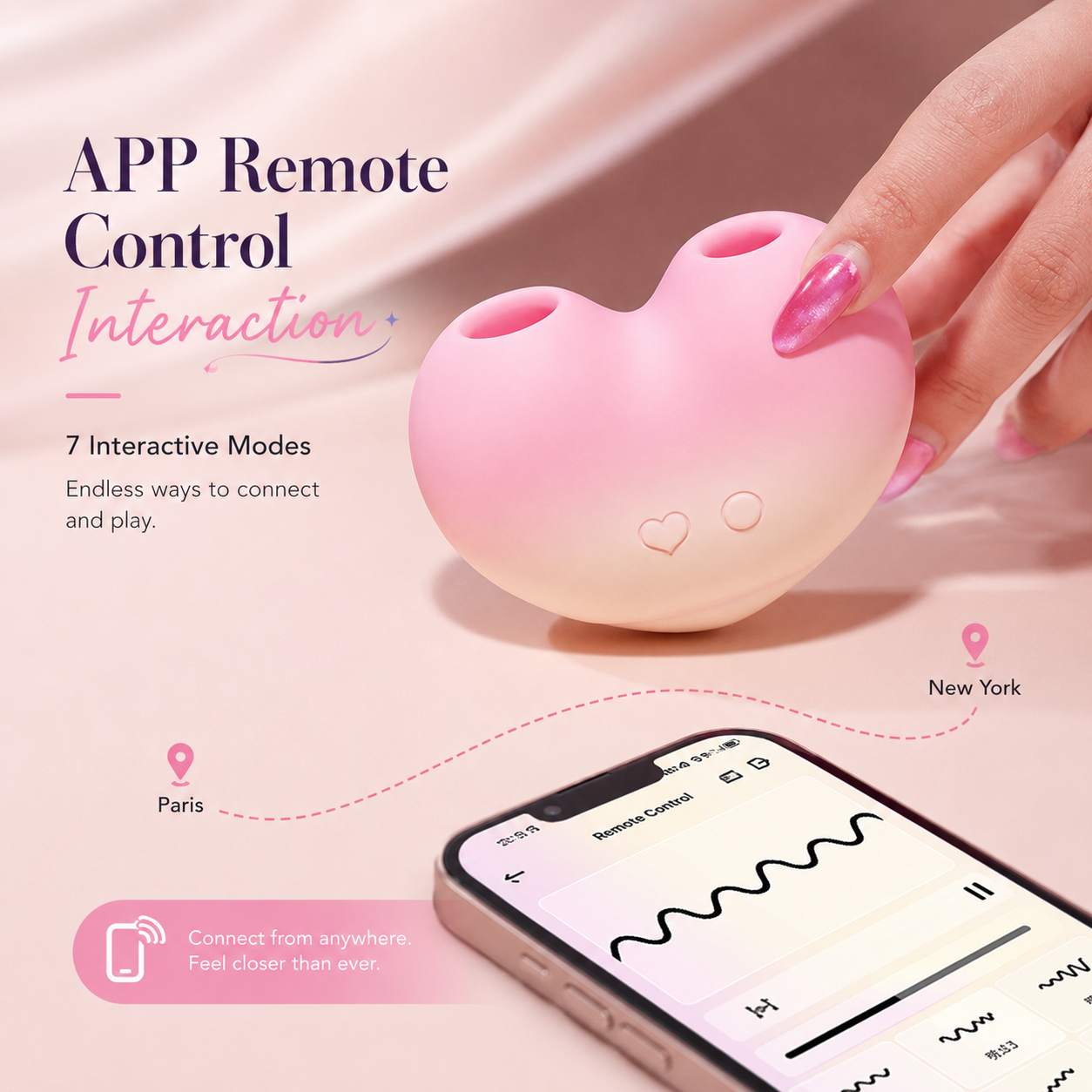 APP Heart Suction Vibrator with Tongue Licking