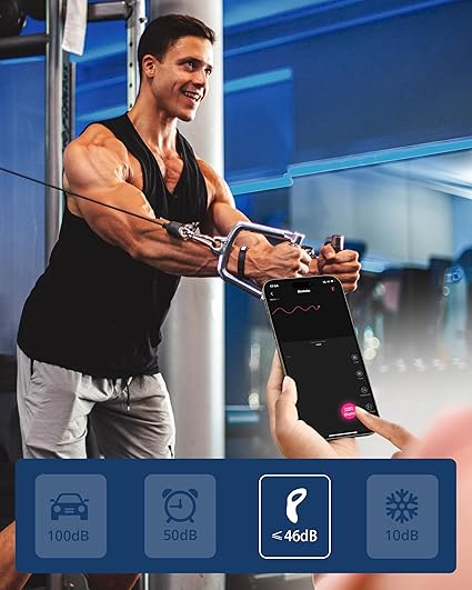 App Vibrating Penis Ring user checking sound levels on mobile app for discreet enjoyment and comfort.