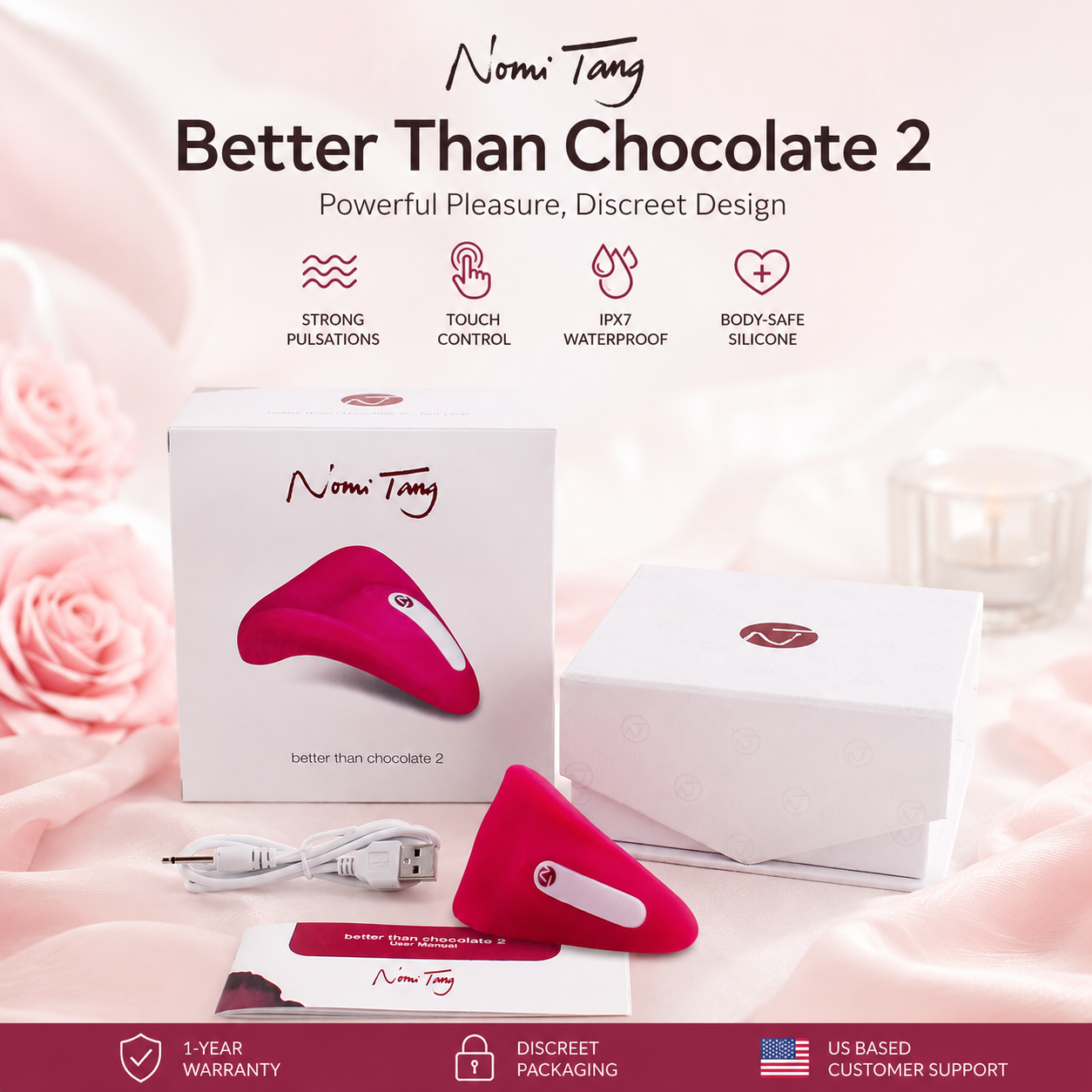 Wearable Clitoral Vibrator, 8 Modes, Waterproof – Better Than Chocolate 2