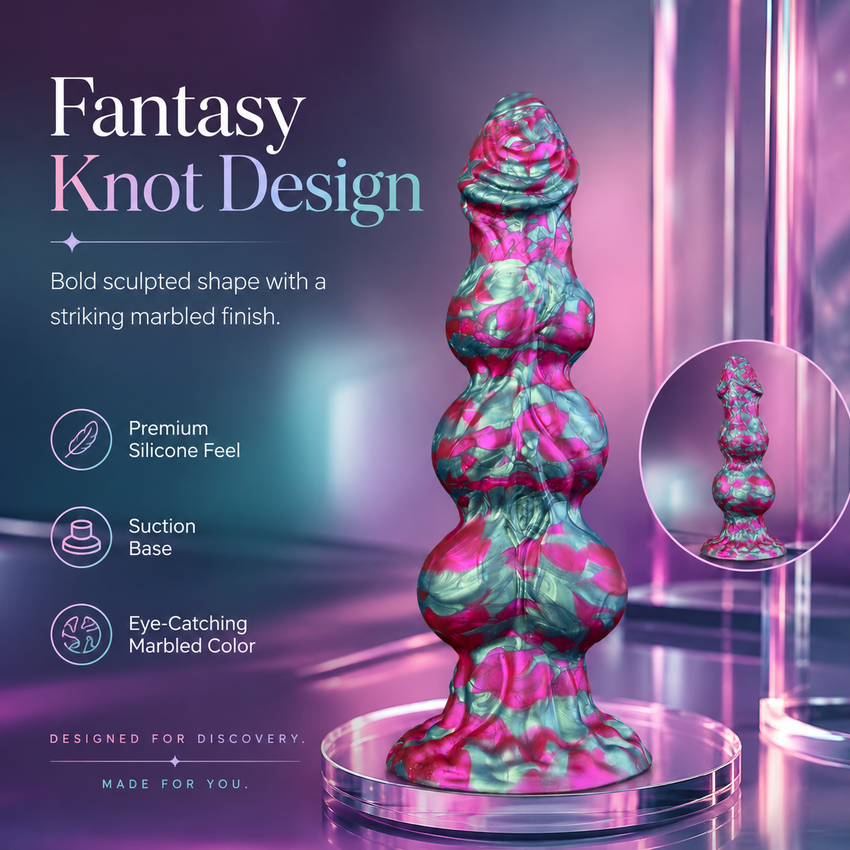 XL Silicone Fantasy Knot 8.5 inch Dildo with 3 Knots  for Anal Use