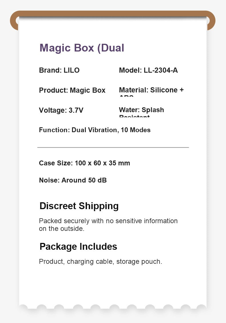 Beige Dual Vibration Magic Box Product Specifications