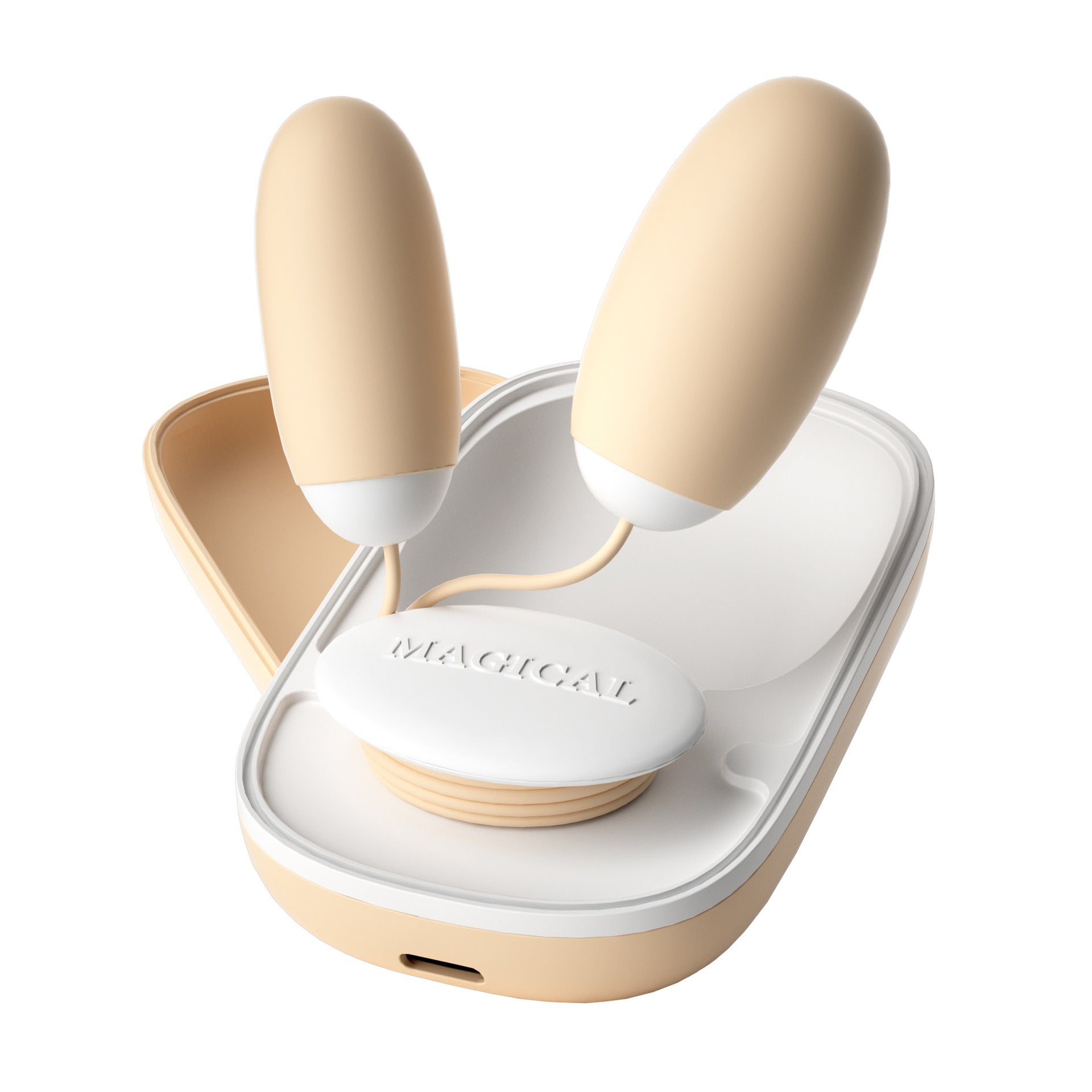 Beige Dual Vibration Magic Box Vibrator Case
