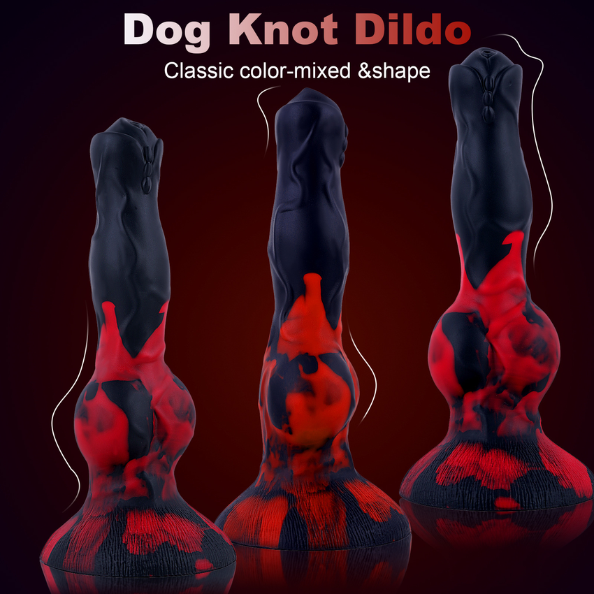 Silicone Ejaculating Fantasy Dildo with 2 Knots for  Anal Use