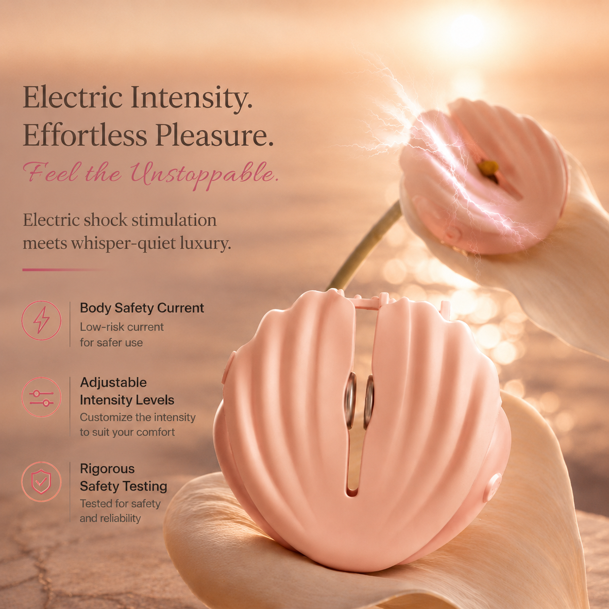 Pink Shell Nipple Clamps with Vibration & Electric Shock
