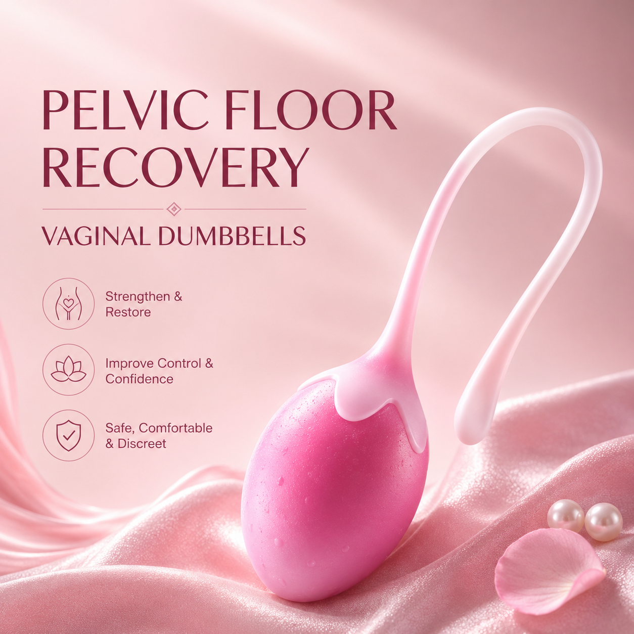 Strawberry Kegel Balls – Medical Silicone Pelvic Floor Trainer for Women