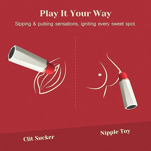 Mini Lipstick Vibrator, 9 Modes Suction Bullet Clitoral Stimulator