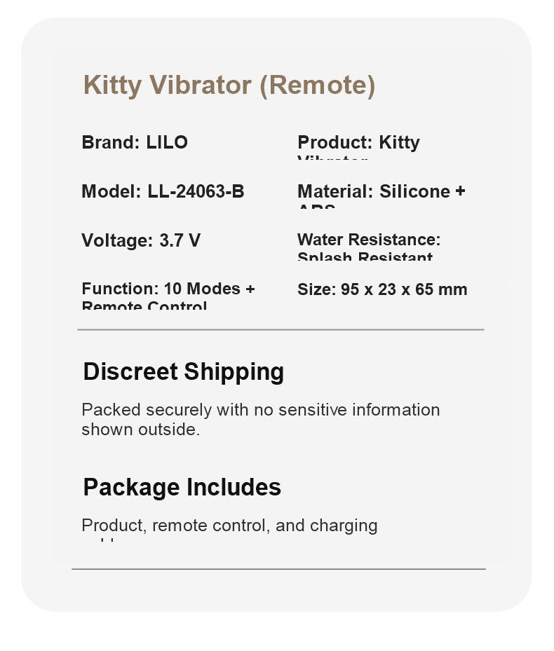 Remote Control Kitty Rabbit Vibrator Product Specifications