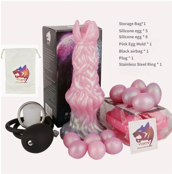 8 Inch 5 Eggs Ovipositor Knotted Dildo - Alien Fantasy